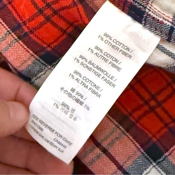 J.Crew Red Plaid Flannel Button Down Shirt Women’s Size 4 Long Sleeve Cotton - Picture 8 of 8